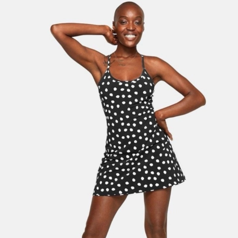 Outdoor Voices Black and White Polka Dot Mini Dress Medium NWT